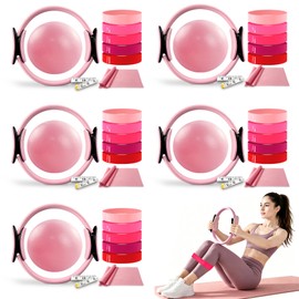 KANGFITER Bulk Pilates Kit with Pilates Ring Ball Bands for 5 Members Gift