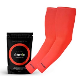 Statix Gear Cooling Arm Sleeves Tough Outdoors UV Blocking Compression Arm Sleeves for Men and Women Protection Arm Sleeves Moisture Wicking Volleyball Covering Cycling Arms Sleeves S/M - Orange