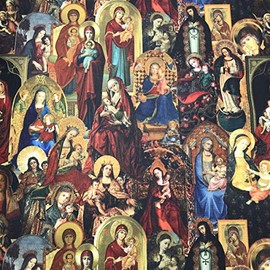 Kt KILOtela - 1 Metre Digital Printed Half Panama Linen Fabric 100% Cotton Patchwork 100cm Length x 280cm Width Rainbow Multicoloured