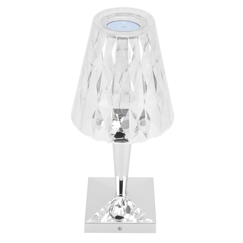 LED Crystal Table Lamp Transparent Prism Dimmable Desk Lamp USB