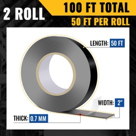 VIVIDA VIVIDA Butyl Joist Tape for Decking 2"  50' (2 Roll), Waterproof Deck Joist Butyl Sealant Tape for Wood Beams, Roof