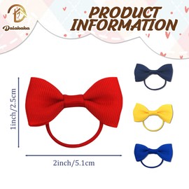 Dalababa 20 Pcs Girls Hair Bows Ties, 2 Inches Elastic Rubber Hair Bands Bobbles, Bow Pigtail Ponytail Holder School Accessories for Girls Kids Toddlers Infants - Red