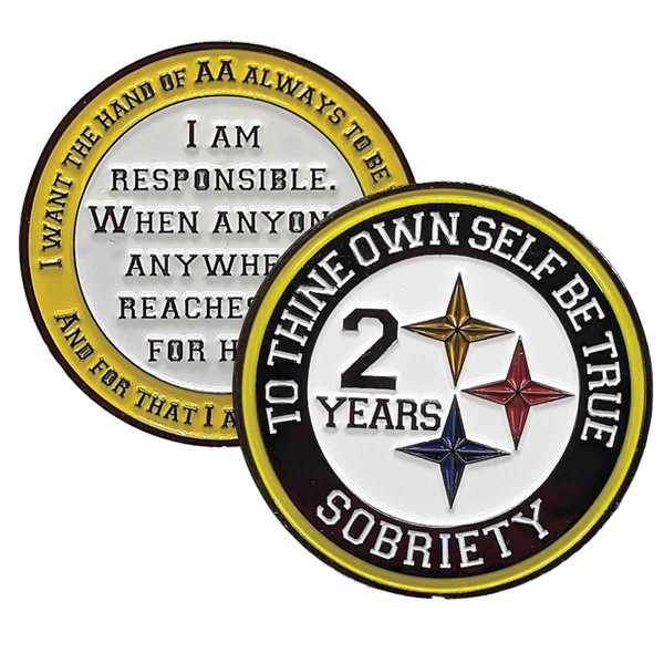 Black and Gold Recovery Medallion in Years 1-50 with Alcoholics