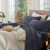MooMee Bedding Sheet Set 100% Washed Cotton Linen Like Textured