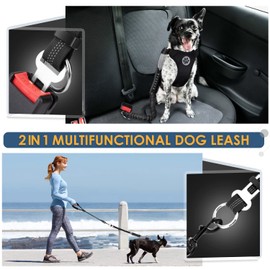 SlowTon Dog Leash, Heavy Duty Bungee Dog Leash, Comfortable Padded Handle and High Reflective Strip, Dog Leash with Car Seat Belt, Durable and Non-Tangled, Suitable for Medium and Large Dogs (Black)