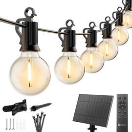 Brightown String Lights Outdoor Waterproof with Remote Cable Ties, 108FT G40 Patio Lights with 50 LED Shatterproof E12 Bulbs, 3 Light Modes, Dimmable Hanging Lights for Backyard Party Decor