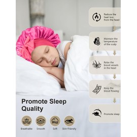 ZURLEFY Hot Pink Satin Bonnet for Sleeping Women, Fashion Silk Hair Bonnet with Tie for Womens Curly Hair Night Cap Sleeping Hat (68-08L)