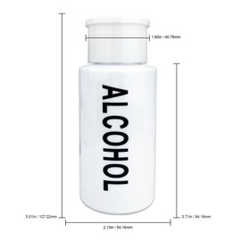 PANA 7 Oz Professional Alcohol-Labeled Push Down Liquid Pumping Empty Bottle Dispenser (White)
