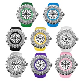 JewelryWe Ring Watch Finger Watch Men Women Round Analogue Quartz Elastic Alloy Ring Watch Ring, 1-8 pieces, Bracelet