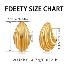 FDEETY Women's 18K Gold Geometric Earrings with Irregular Texture Earrings Gold Earrings Silver Earrings Wedding Hypoallergenic Earrings, Copper