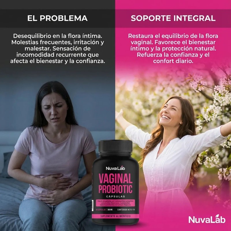 Probiótico Vaginal NuvaLab con Prebióticos y XOS para Salud Íntima