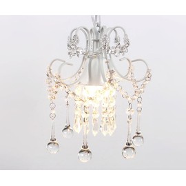 Mini Style Crystal Chandelier Pendant Light White,1-Light