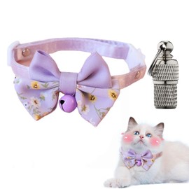 Cat Collar for Cats with Bow Tie and Rattles, Cat Collar with Bell and Bow Tie, Cute Collar with Bell, Kitten Collar, Dog Collar, Breakaway Cat Collars, Purple