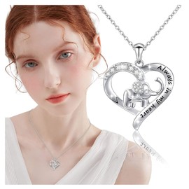 Crystal Panda Elephant Pendant Necklace Sunflower Bee Heart Collar Necklace Chain Jewellery for Women Girls Teenagers (Elephant)