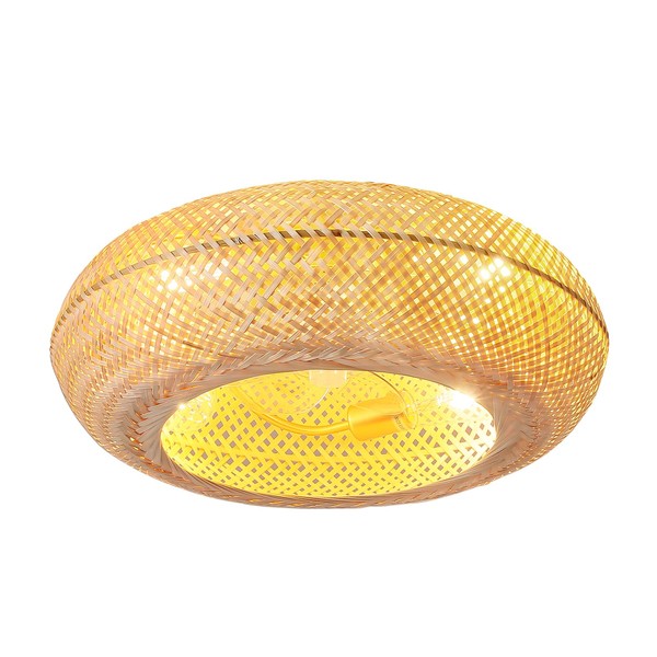 HAHZT Boho Ceiling Fan with Lights: 20" Bamboo Low Profile