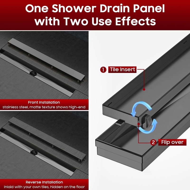 DLONE Linear Shower Drain | 28" AISI 304 Stainless Steel