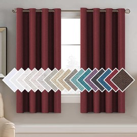 H.VERSAILTEX Linen Curtains Thermal Insulated Room Darkening Rich Textured Linen Bedroom Curtains for Living Room, Grommet Panel Kitchen Window Curtain, 52 by 63 - Inch - Burgundy (1 Panel)
