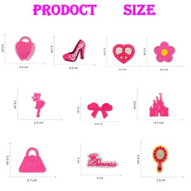 Qpout Pack of 20 Pink Princess Iron-On Patches, Iron-On Patches, Pink Girls Iron-On Patches for Textiles, Pink Iron-on Patches for Clothes, Backpack, Jackets, Jeans, Shirt