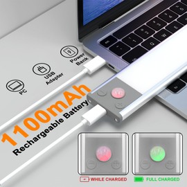 Under Cabinet Lights Wireless, Rechargeable Motion Sensor Light Indoor, 160LM Closet Light 3 Color Dimmable, Magnetic Strip Lighting for Kitchen Counter Stair