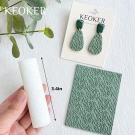 KEOKER Polymer Clay Texture Roller, 3PCS Roller for Making Earrings, Like Texture Sheets, Great with Clay Cutters (3pc Leaf All)