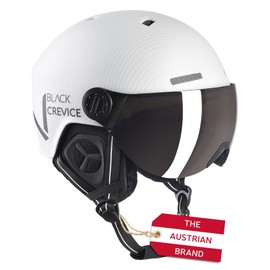 Black Crevice Sölden Ski Helmet with Visor, White Carbon Matte/Black, S (51-54)