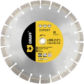 Laser Welded Diamond Blade 14 Inch — Diamond Cutting Wheel for Cutting Reinforced Concrete, Stone, Marble, Granite, Brick, Masonry — Diamond Saw Blade Segment Height 0.591 (15 mm) — GRAFF