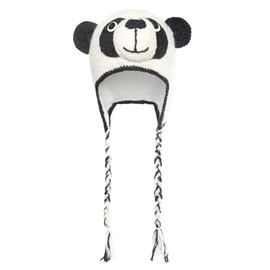THE COLLECTION ROYAL Woolen Aand Fleece Lined Knitted Winter Animal Ear Flap Beanie Hat for Women and Men (Panda)