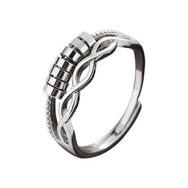 Auriselle Anxiety Rings for Women Adjustable Anxiety Stress Rings Open Spinner Beads with Triple/Double Layer Shiny Silver Open Fidget Ring for Women, Copper, No Gemstone