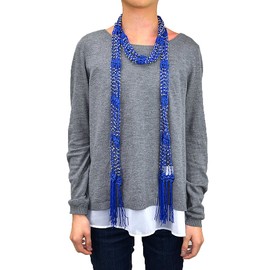 Crocheted Beads Bling Scarf with Fringe (Royal Blue)