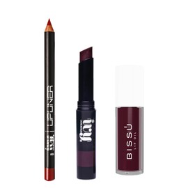 Set Viral de Maquillaje para Labios; Lapiz Delineador y Labial Mate IVY y Lip Oil Bissú (Frutos del bosque)