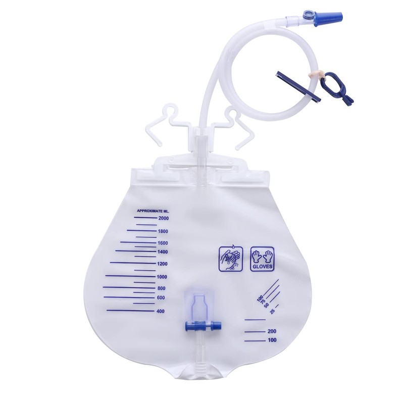 Lifevv 2 Pack 2000ml Urinary Drainage Bag with Anti-Reflux Chamber,Needless