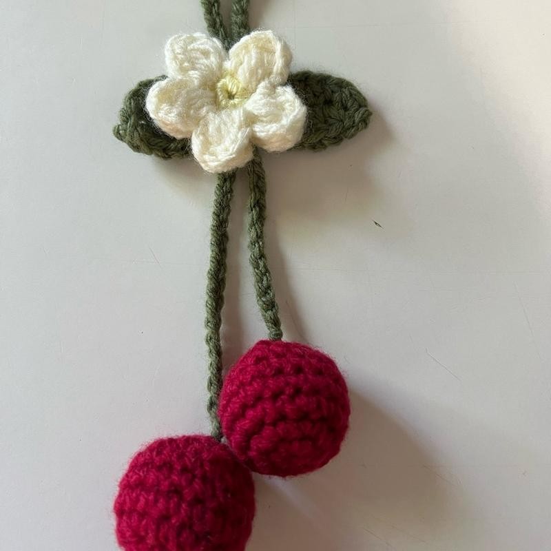 Crochet Car Accessory - Color/ Item: Red Cherry