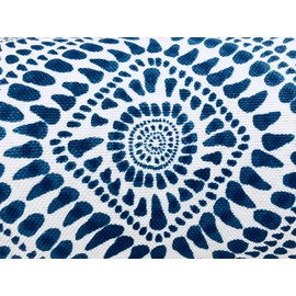 Blue Spanish Tile Fabric Floral Mandala Curtain Upholstery Cotton - Digital Print Canvas for Upholstery, Curtains, Dress Making - 280cm Extra Wide (Sold by The metre) (PER METRE)