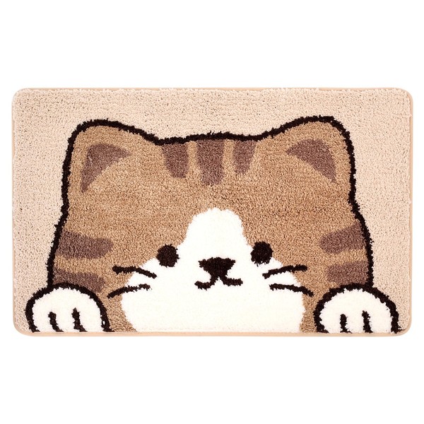 FurryGood Cute Kitty Design Bath Mat, Cat Theme Bathroom Rug