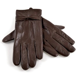 Ladies Genuine Leather Gloves Fleece Lined Warm Winter thermal Driving S/M M/L (Brown, M/L)