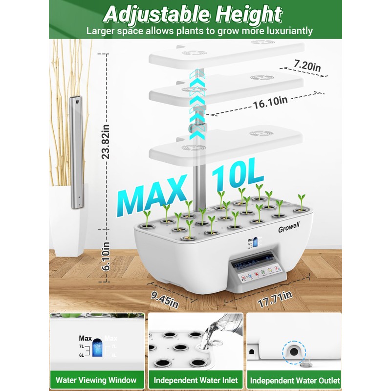 Hydroponics Growing System Kit, 17 Pods Herb Garden with 102