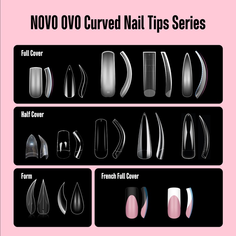 NOVO OVO Halloween 504 pcs Half Cover Curved Stiletto Long