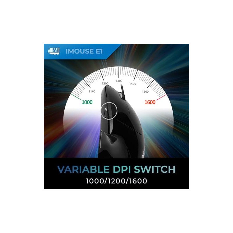 Adesso iMouseE1 - Vertical Ergonomic Illuminated Optical 6-Button USB Mouse