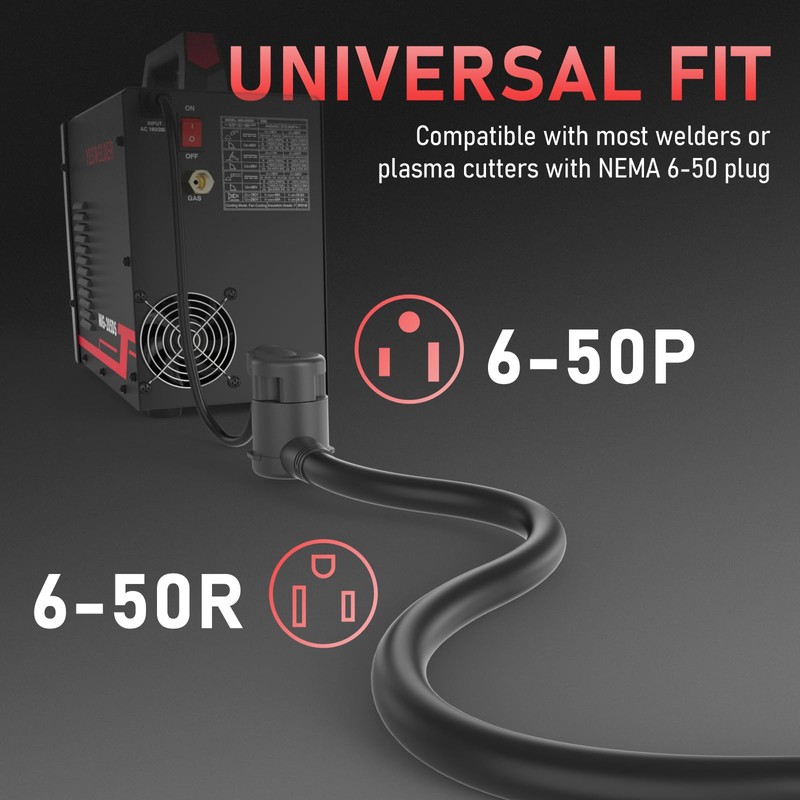 YESWELDER 20ft 250 Volt Welder Extension Cord 8 AWG Power