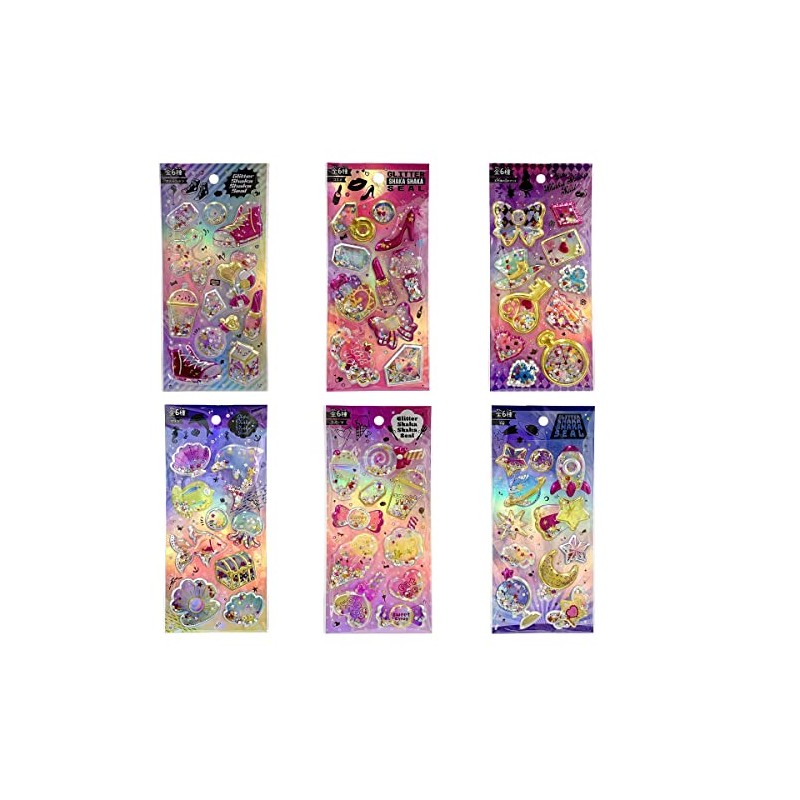 Gills Products Heroichi Glitter Shakashaka Stickers, Set of 6 Types,