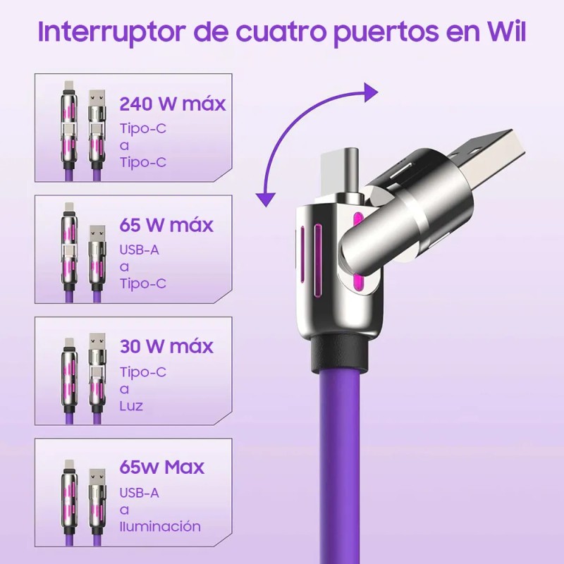2 Pieces 4 In 1 Data Cable Type-c Fast Charging