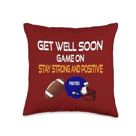 DesignsByKelley Best Wishes Fast Recovery Gifts Get Well Soon Football Gifts Boys Teens Stay Positive Throw Pillow, 16x16, Multicolor
