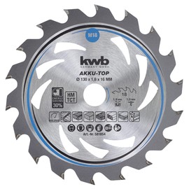 kwb 130mm Circular Saw Blade for Smooth Cuts, Designed for Cordless Tools, Suitable for Soft and Hardwood, MDF, and Chipboard