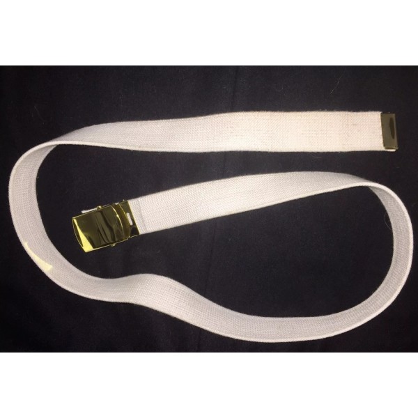 British Navy, US Navy white canvas belt, brass plat buckle