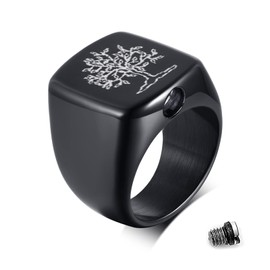 Tree of Life Cremation Urn Men Rings,Hold Loved Ones Ashes for Funeral Keepsake,Memorial Jewelry,with Tool (8)