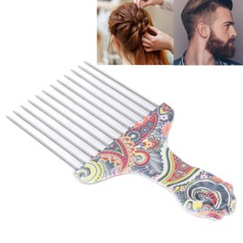 Hair Styling Pick Comb, Professional Afro Stainless Steel Wide Tooth Detangle Comb for Women Men Curly Hairs Stylings (Waist flower K4)