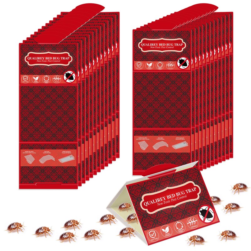 Qualirey 24 Pack Bed Bug Traps, Non Toxic Bedbug Detector