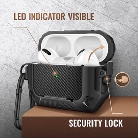 MOBOSI for AirPod Pro Case with Cleaner Kit, Compatible with Airpods Pro 2 Case Cover 1st/2nd Generation with Lock & Keychain, Full Body Shockproof Protective Case (2023/2022/2019), Black