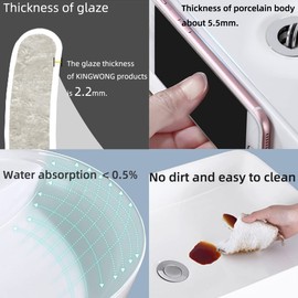 KINGWONG 16 Inch Vessel Sink for Bathroom Modern Round Bathroom Sinks Above Counter White Ceramic Porcelain Farmhouse Vessel Sink Basins Bathroom sink bowl for Cabinet Lavatory Vanity