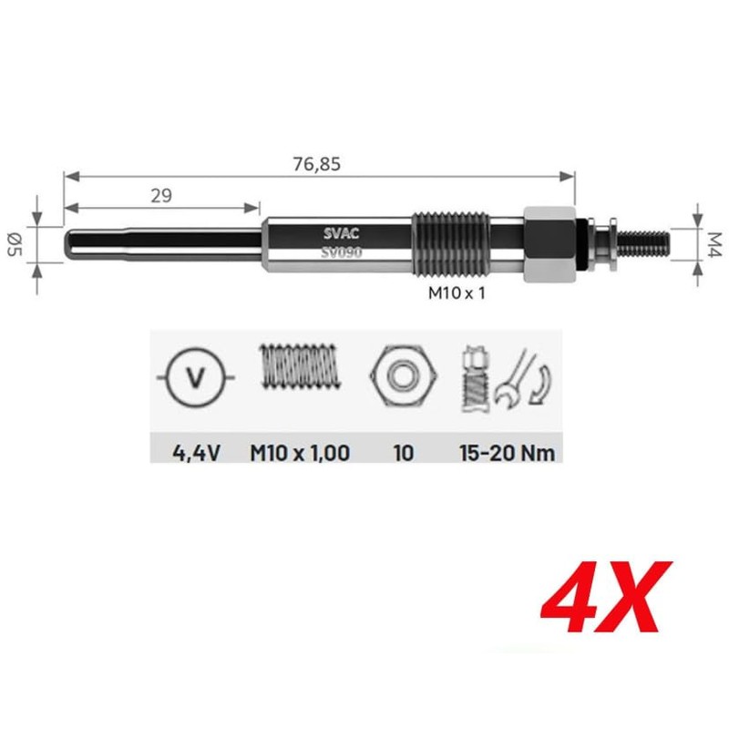 appRUN 4X Glow Plugs For VW Scirocco Sharan Tiguan Touareg